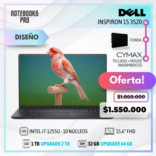 DELL INSPIRON 15 3520 - i7-1255U - 1 TB SSD - 32 GB RAM -  15.6" FHD