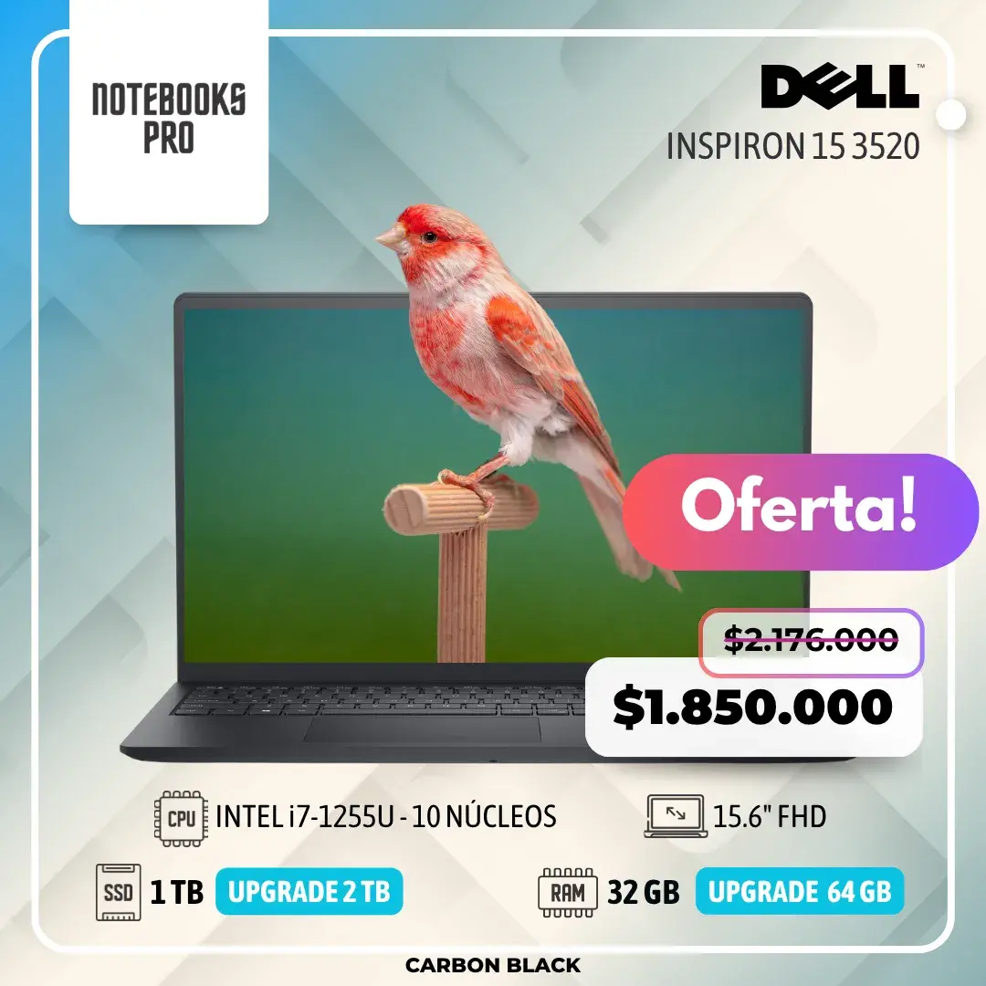 DELL INSPIRON 15 3520 - i7-1255U - 1 TB SSD - 32 GB RAM - 15.6" FHD