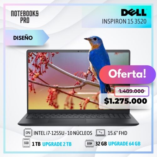 DELL INSPIRON 15 3520 - i7-1255U - 1 TB SSD - 32 GB RAM -  15.6" FHD