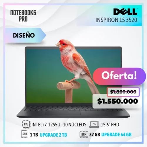 DELL INSPIRON 15 3520 - i7-1255U - 1 TB SSD - 32 GB RAM -  15.6" FHD