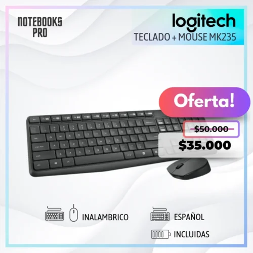 COMBO LOGITECH TECLADO + MOUSE INALÁMBRICO MK235