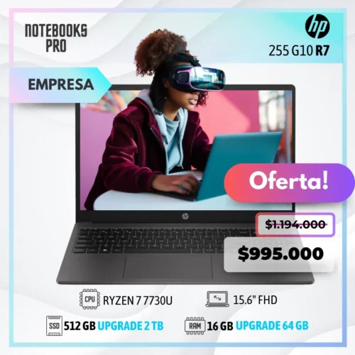 HP 255 G10 R7 - RYZEN 7 7730U - SSD 512 GB - 16 GB RAM - 15.6" FHD