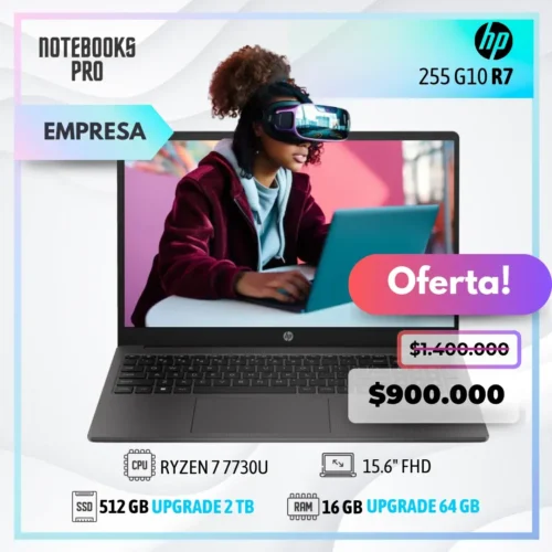 HP 255 G10 R7 - RYZEN 7 7730U - SSD 512 GB - 16 GB RAM - 15.6" FHD