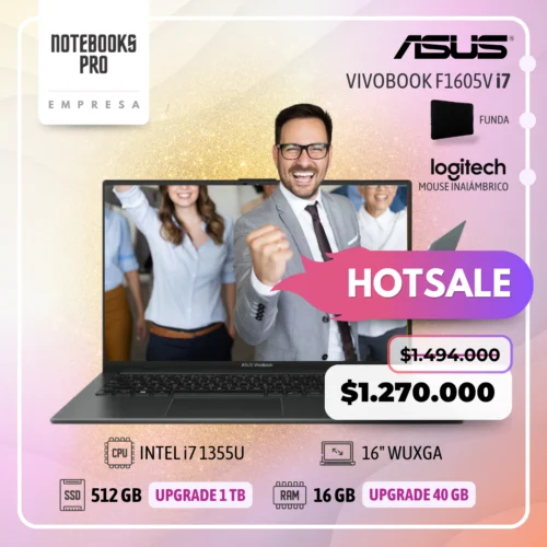 ASUS VIVOBOOK F1605V - i7 1355u - SSD 512 GB - 16 GB RAM - 16" FHD - 10 Núcleos