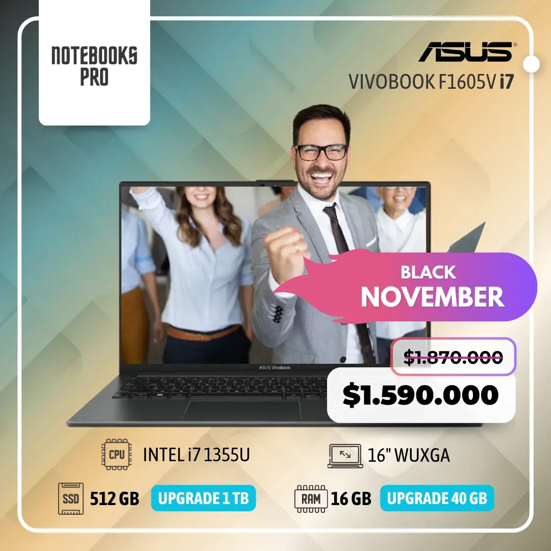 ASUS VIVOBOOK F1605V - i7 1355u - SSD 512 GB - 16 GB RAM - 16" FHD - 10 Núcleos