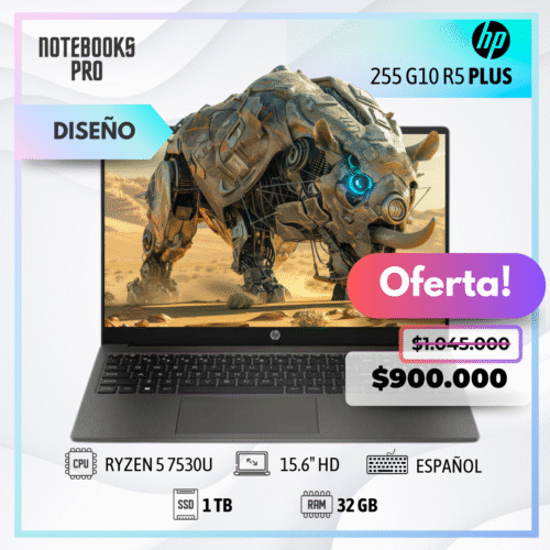 HP 255 G10 R5 PLUS - RYZEN 5 7530U - SSD 1 TB - 32 GB RAM - 15.6" HD