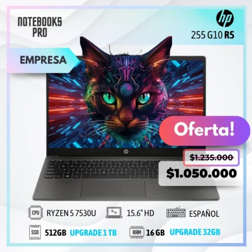 HP 255 G10 R5 - RYZEN 5 7530U - SSD 512 GB - 16 GB RAM - 15.6" HD