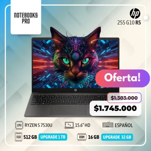 HP 255 G10 R5 - RYZEN 5 7530U - SSD 512 GB - 16 GB RAM - 15.6" HD