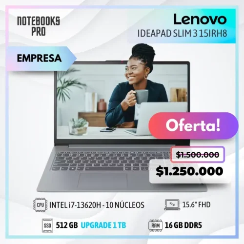 LENOVO IDEAPAD SLIM 3 15IRH8 - i7-13620H - SSD 512 GB - 16 GB RAM DDR5 - 15.6" FHD