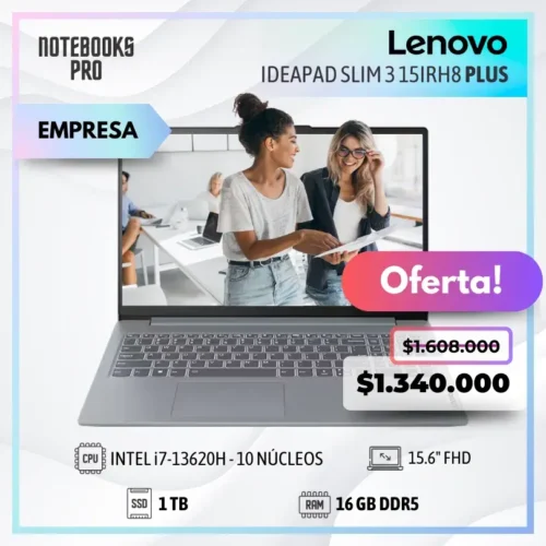 LENOVO IDEAPAD SLIM 3 15IRH8 PLUS - i7-13620H - SSD 1 TB - 16 GB RAM DDR5 - 15.6" FHD