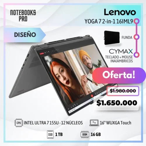 LENOVO YOGA 7 2 In 1 16IML9 - ULTRA 7 155U - SSD 1TB - 16 GB RAM - 16" WUXGA Touch