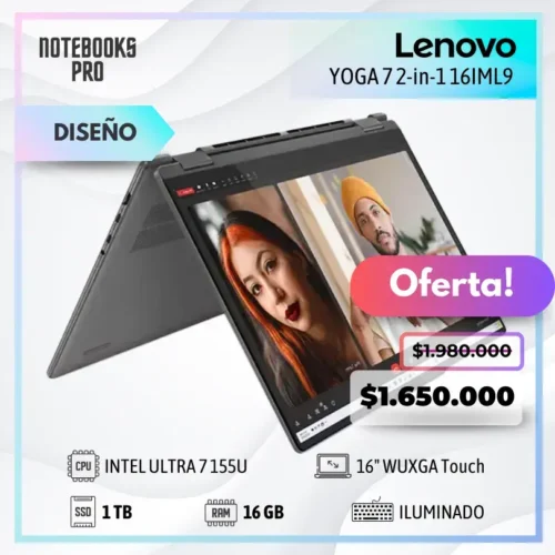 LENOVO YOGA 7 2 In 1 16IML9 - ULTRA 7 155U - SSD 1TB - 16 GB RAM - 16" WUXGA Touch