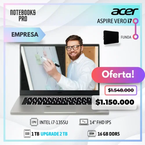 ACER ASPIRE VERO - i7-1355U - SSD 1TB - 16 GB RAM DDR5 - 14" FHD IPS - Intel Iris Xe Graphics