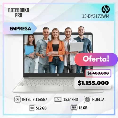 HP 15-DY2172WM - i7-1165G7 - SSD 512 GB -16 GB RAM - 15.6" FHD