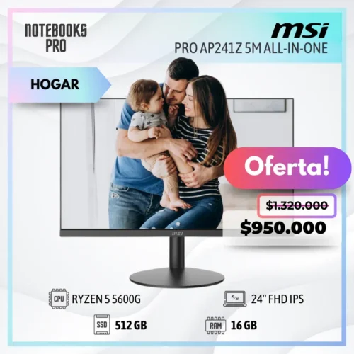 MSI PRO AP241Z 5M ALL-IN-ONE - RYZEN 5 5600G - SSD 512 - 16 GB RAM - 24" FHD IPS