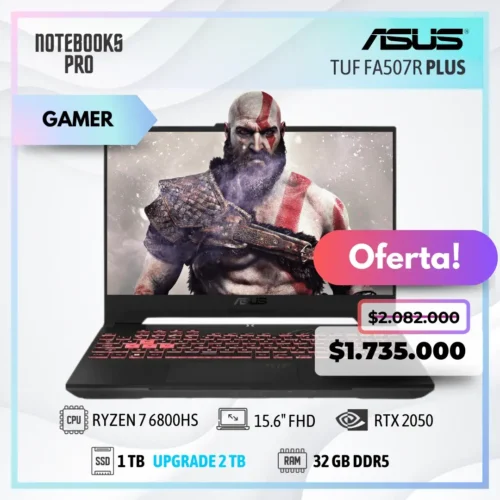 ASUS TUF FA507R PLUS - RYZEN 7 6800HS - SSD 1 TB - 32 GB RAM DDR5 - 15.6" FHD 144Hz - RTX 2050