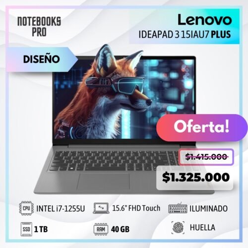 LENOVO IDEAPAD 3 15IAU7 PLUS - i7-1255U - SSD 1 TB - 40 GB RAM - 15.6" FHD Touch