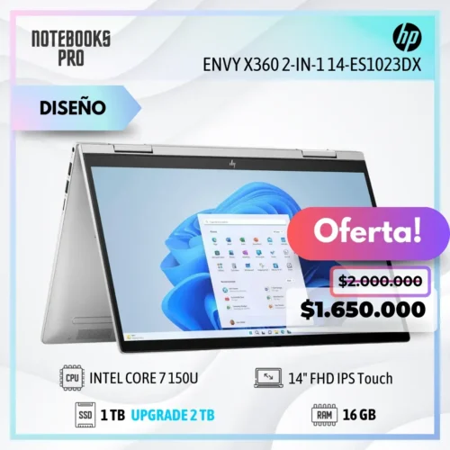 HP ENVY X360 2-IN-1 14-ES1023DX - INTEL CORE 7 150U - SSD 1TB - 16 GB RAM - 14" FHD IPS Touch °360