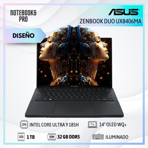 ASUS ZENBOOK DUO UX8406MA - INTEL CORE ULTRA 9 185H - SSD 1 TB - 32 GB RAM DDR5 - 14" OLED WQ+ Touch