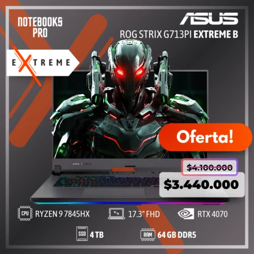 ASUS ROG STRIX G713PI Extreme B - RYZEN 9 7845HX - SSD 4 TB - 64 GB RAM DDR5 - RTX 4070 - 17.3" FHD