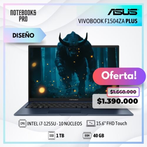ASUS VIVOBOOK F1504ZA PLUS - i7-1255U - SSD 1TB - 40 GB RAM - 15.6" FHD Touch