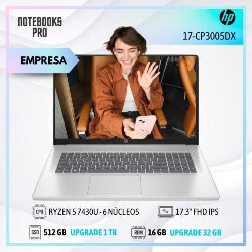 HP 17-CP3005DX - RYZEN 5 7430U - SSD 512 - 16 GB RAM - 17.3" FHD IPS