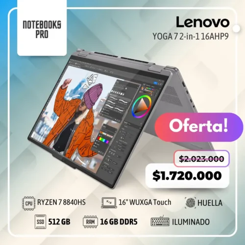 LENOVO YOGA 7 2-IN-1 16AHP9 - RYZEN 7 8840HS - SSD 512 GB - 16 GB RAM DDR5 - 16" WUXGA Touch