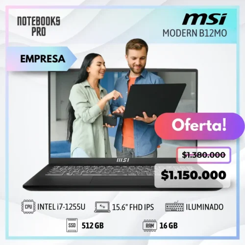 MSI MODERN B12MO - i7-1255U - SSD 512 - 16 GB RAM - 15.6" FHD IPS