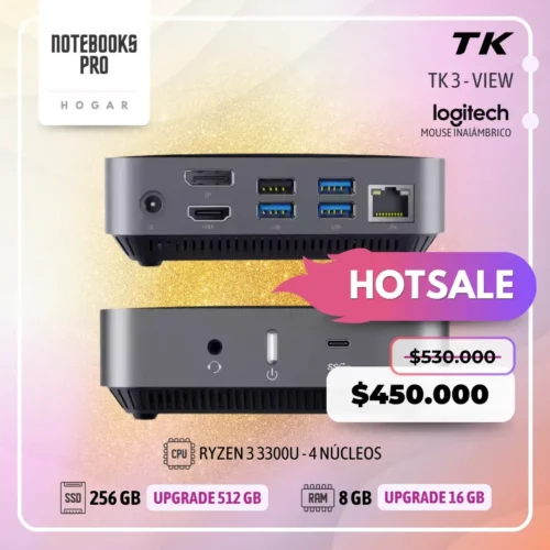 MINI PC TK3 VIEW - RYZEN 3 3300U - SSD 256 GB - 8 GB RAM - 4 Núcleos