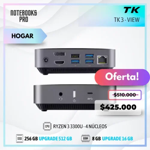 MINI PC TK3 VIEW - RYZEN 3 3300U - SSD 256 GB - 8 GB RAM - 4 Núcleos