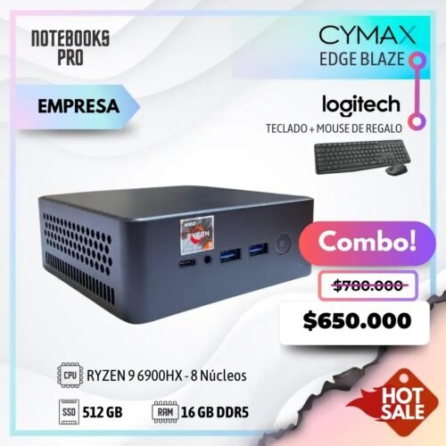 MINI PC CYMAX 9 EDGE BLAZE - RYZEN 9 6900HX - SSD 512 GB - 16 GB RAM DDR5 - 8 Núcleos + COMBO HOTSALE