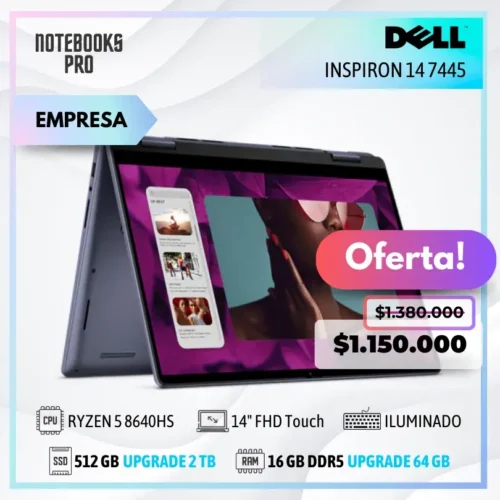 DELL INSPIRON 14 7445 2-IN-1 - RYZEN 5 8640HS - SSD 512 GB - 16 GB RAM DDR5 - 14" FHD+ Touch