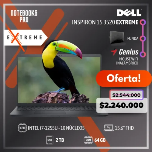 DELL INSPIRON 15 3520 EXTREME - i7-1255U - 2 TB SSD - 64 GB RAM -  15.6" FHD