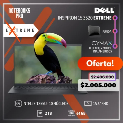 DELL INSPIRON 15 3520 EXTREME - i7-1255U - 2 TB SSD - 64 GB RAM -  15.6" FHD