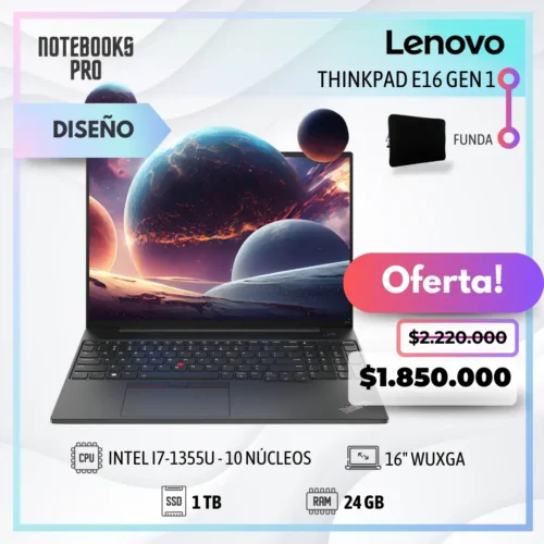 LENOVO THINKPAD E16 GEN 1 - i7 1355U - SSD 1TB - 24 GB RAM - 16" WUXGA