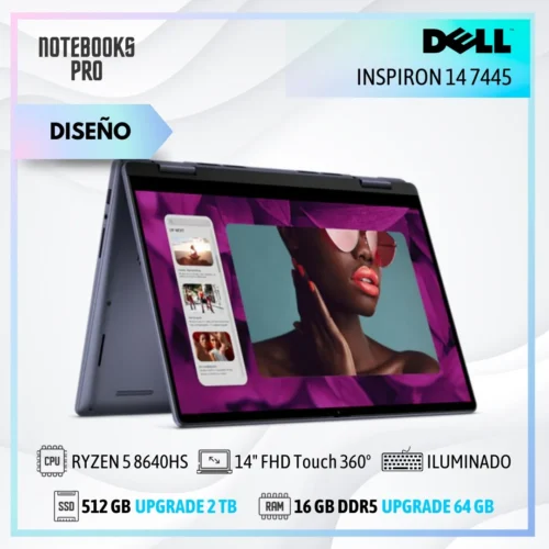 DELL INSPIRON 14 7445 2-IN-1 - RYZEN 5 8640HS - SSD 512 GB - 16 GB RAM DDR5 - 14" FHD+ Touch