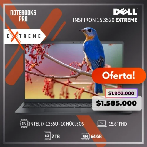 DELL INSPIRON 15 3520 EXTREME - i7-1255U - 2 TB SSD - 64 GB RAM - 15.6" FHD