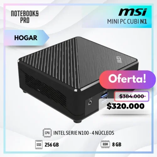 MINI PC MSI CUBI N1 - INTEL N100 - SSD 256 GB - 8 GB RAM - 4 Núcleos