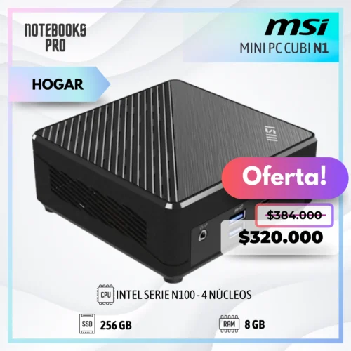 MINI PC MSI CUBI N1 - INTEL N100 - SSD 256 GB - 8 GB RAM - 4 Núcleos