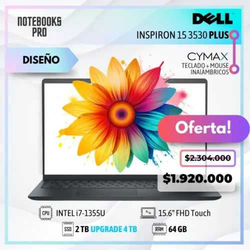 DELL INSPIRON 15 3530 PLUS - i7-1355U - SSD 2TB - 64 GB RAM - 15.6" FHD Touch