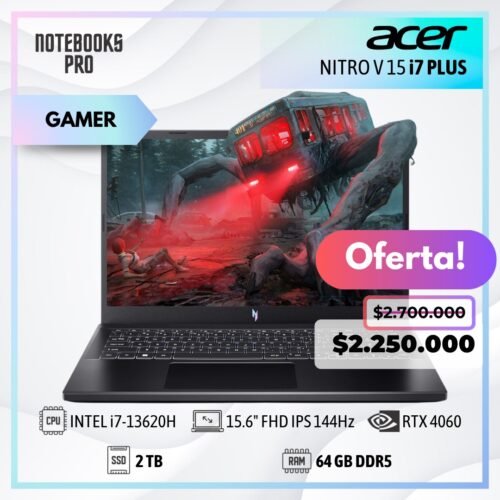 ACER NITRO V 15 i7 PLUS - i7-13620H - SSD 2 TB - 64 GB RAM DDR5 - 15.6" FHD IPS 144hz - RTX 4060