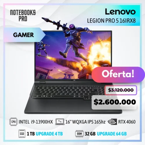 LENOVO LEGION PRO 5 16IRX8 - i9-13900HX - SSD 1TB - 32 GB RAM DDR5 - 16" WQXGA IPS 165hz - RTX 4060