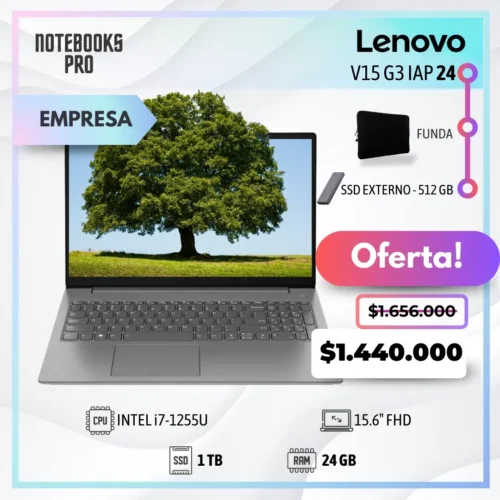 LENOVO V15 G3 IAP PLUS - i7-1255U - SSD 1 TB - 24 GB RAM - 15.6" FHD