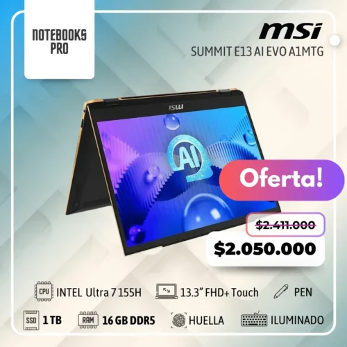 MSI SUMMIT E13 AI EVO A1MTG - Ultra 7 155H - SSD 1 TB - 16 RAM DDR5 - 13.3” FHD+ Touch