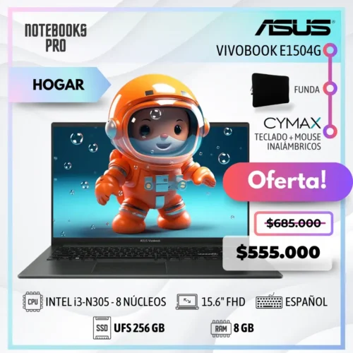 ASUS VIVOBOOK E1504G - i3-N305 - UFS 256 GB - 8 GB RAM - 15.6" FHD - 8 Núcleos - Teclado Español
