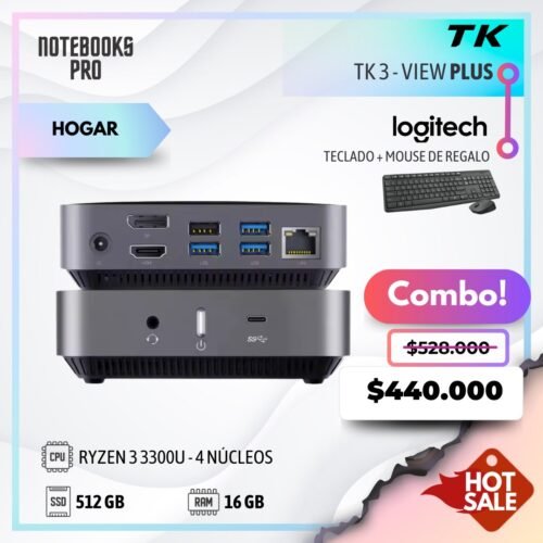 MINI PC TK3 VIEW PLUS - RYZEN 3 3300U - SSD 512 GB - 16 GB RAM - 4 Núcleos + COMBO HOTSALE
