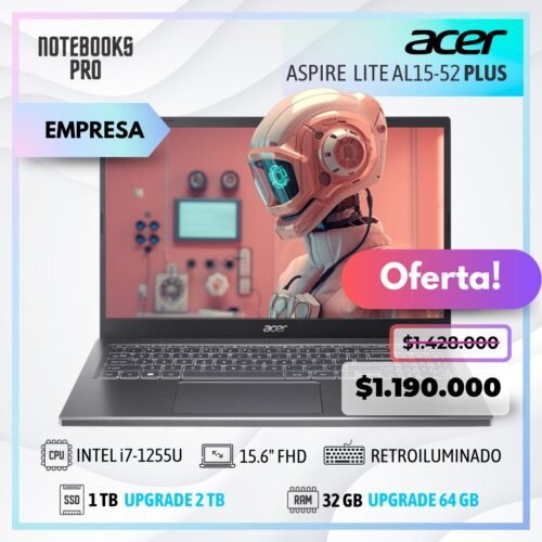 ACER ASPIRE LITE AL15-52 PLUS - i7-1255U - SSD 1 TB - 32 GB RAM - 15.6" FHD