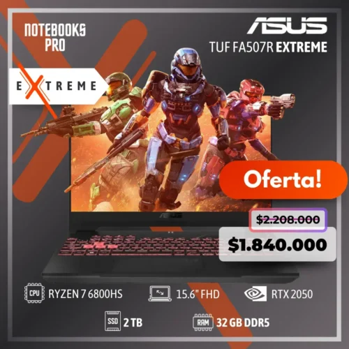 ASUS TUF FA507R EXTREME - RYZEN 7 6800HS - SSD 2 TB - 32 GB RAM DDR5 - 15.6" FHD 144Hz - RTX 2050