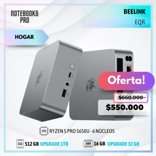 MINI PC BEELINK EQR - RYZEN 5 PRO 5650U - SSD 512 - 16 GB RAM - 6 núcleos