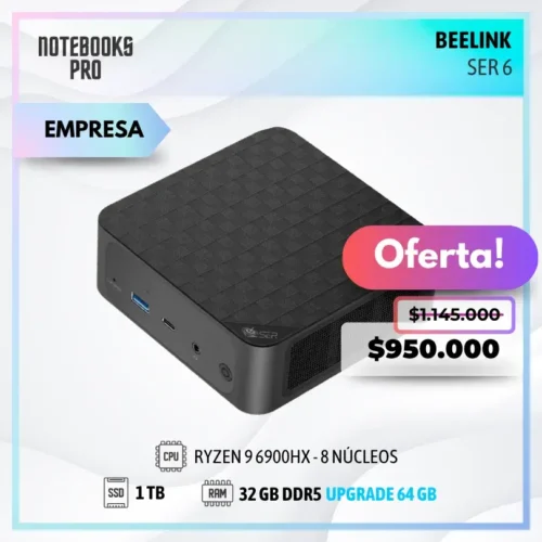 MINI PC BEELINK SER 6 - RYZEN 9 6900HX - SSD 1TB - 32 GB RAM DDR5 - 8 núcleos